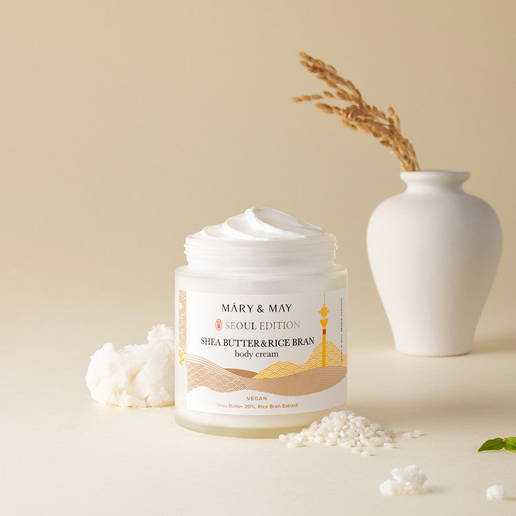 MARY & MAY Shea Butter & Rice Bran body Cream disponible sur Ma petite Coree, ton Eshop 100% K-beauty en direct de Seoul