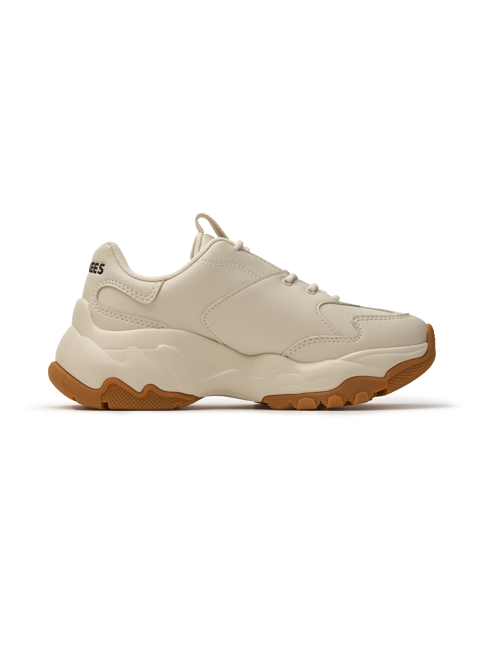 MLB Big Ball Chunky A New York Yankees LIGHT BEIGE, chaussure chunky beige, vue de côté sur fond blanc.
