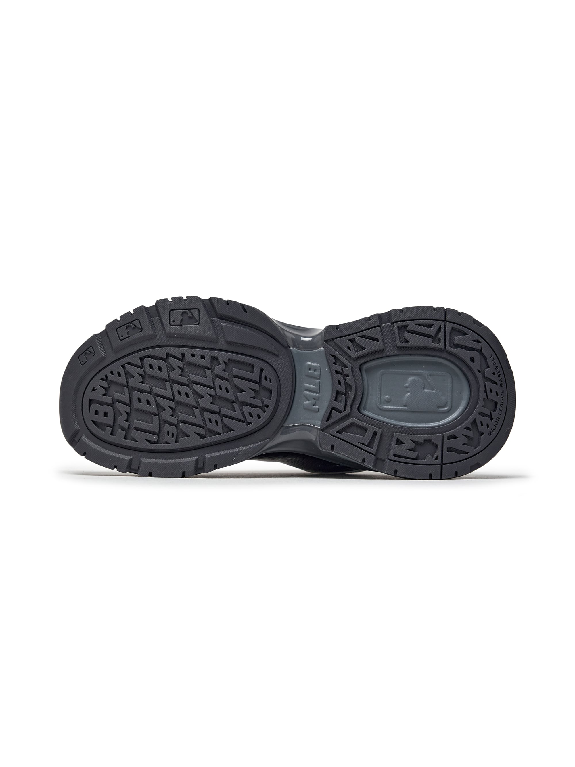 MLB Curve Runner Enamel New York Yankees SILVER, vue semelle avec logo Yankees, chaussure de sport MLB, couleur argent