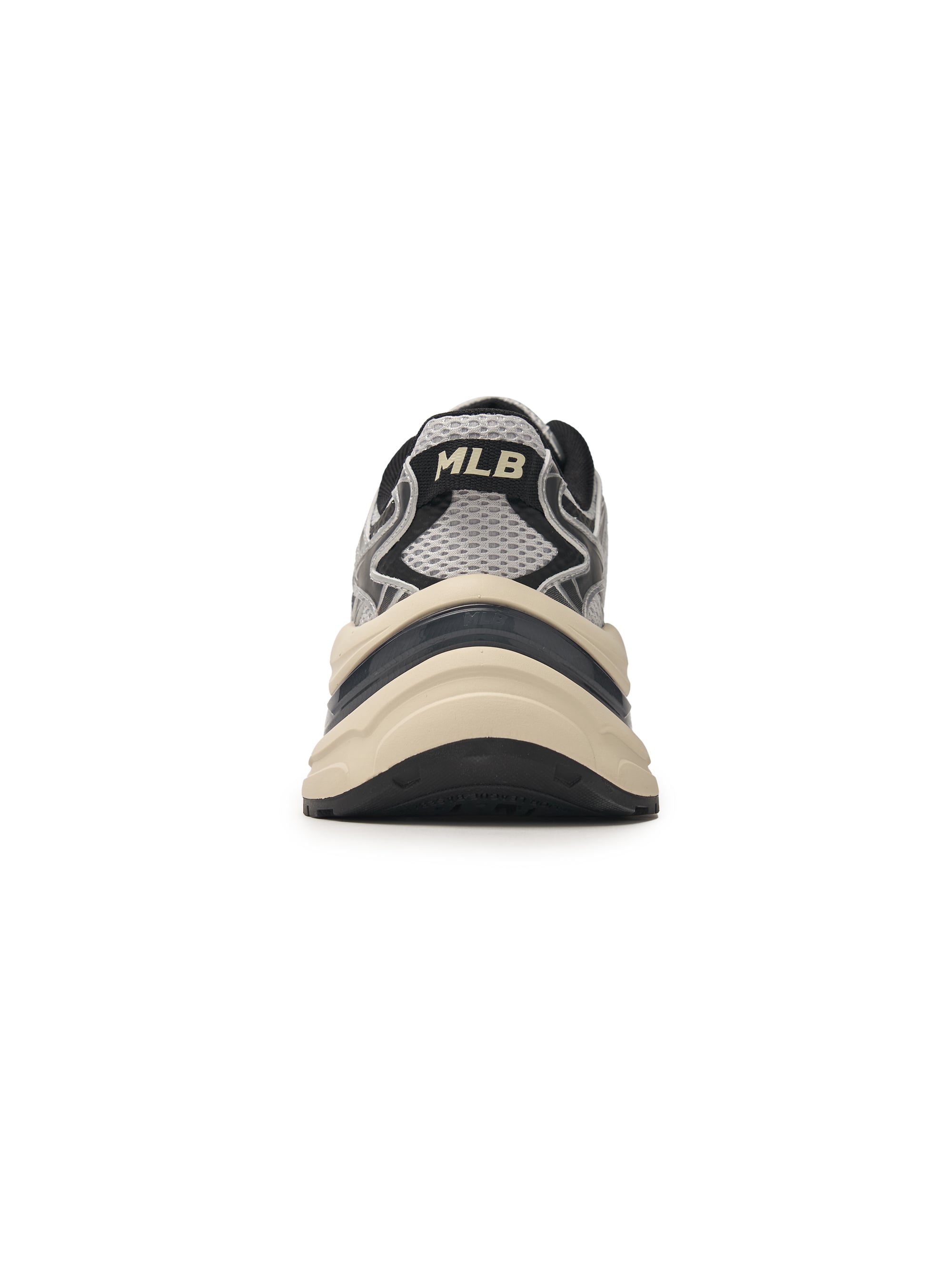 MLB Curve Runner New York Yankees SILVER : chaussure de course MLB, vue arrière, couleur argent, fond blanc.