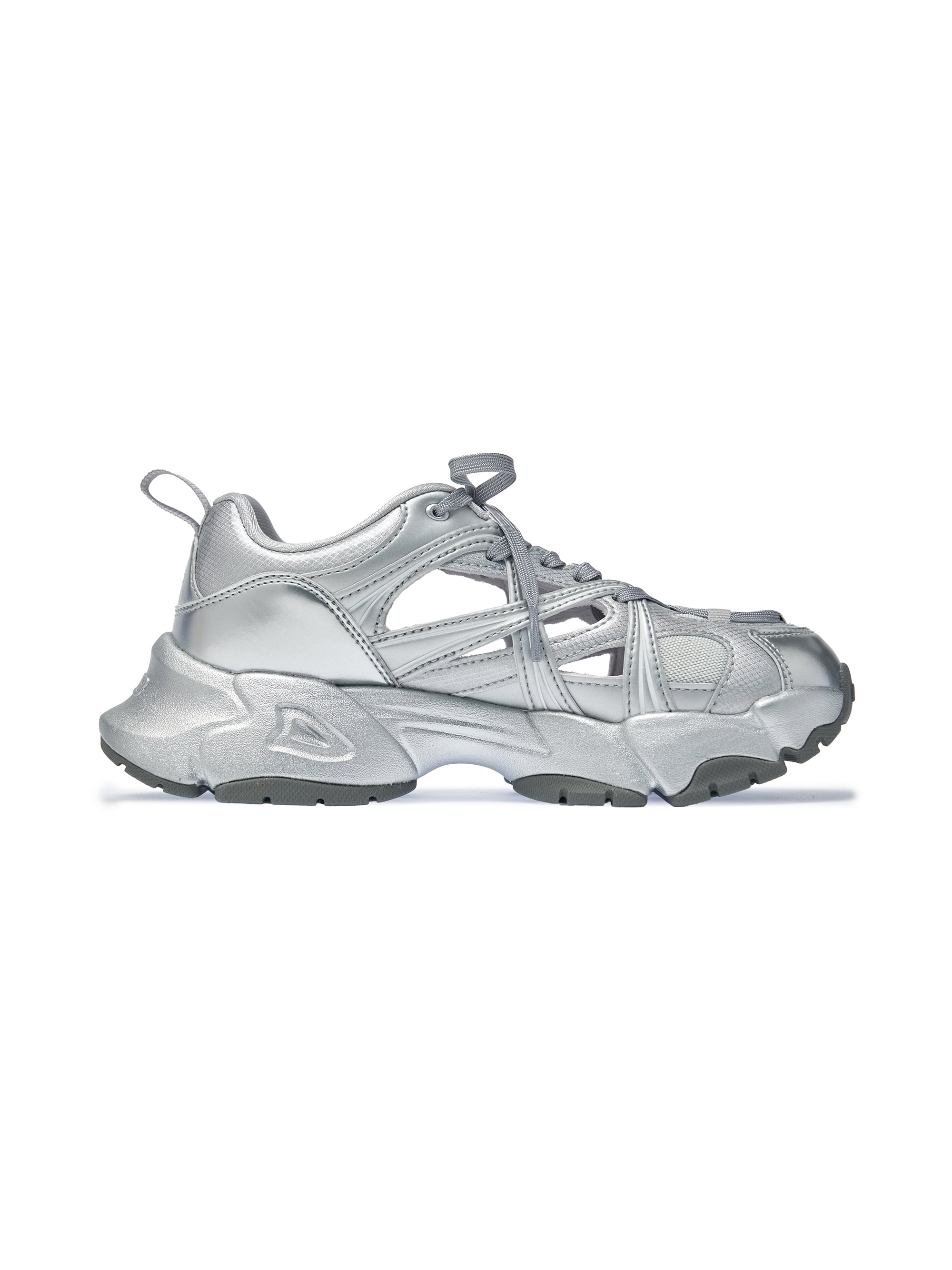 MLB Pastry Runner Mask Metal New York Yankees SILVER : chaussure argentée MLB, vue studio sur fond blanc.