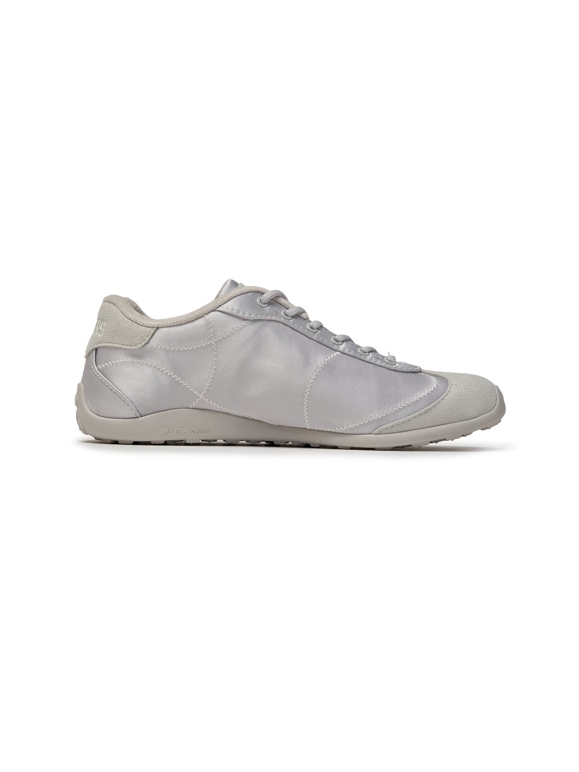 MLB Slick Powder LA Dodgers SILVER : chaussure grise argentée de marque MLB, vue de profil sur fond blanc