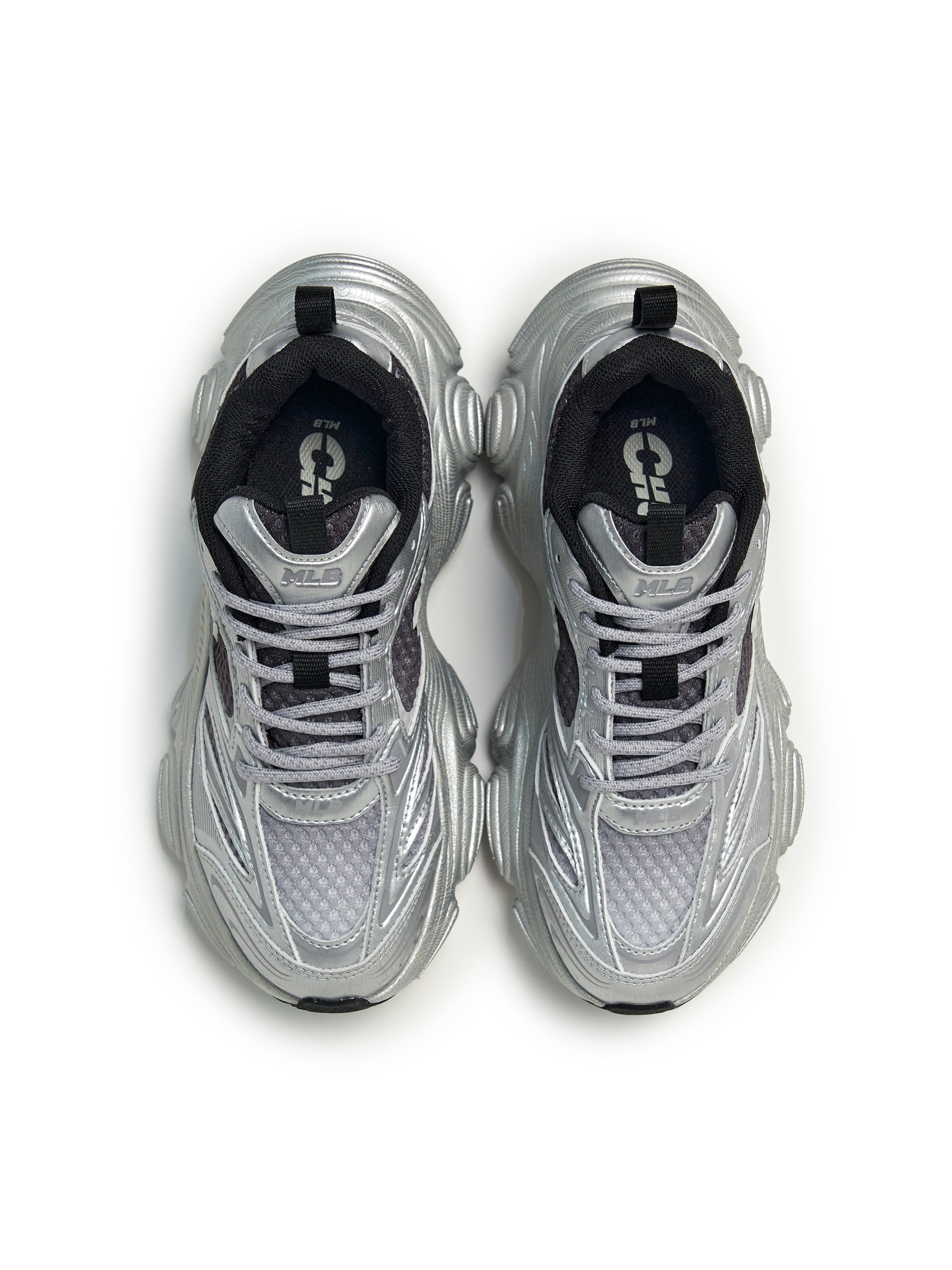 MLB Winner Chunky SV New York Yankees SILVER : baskets argentées Yankees, vues de dessus sur fond clair, marque MLB