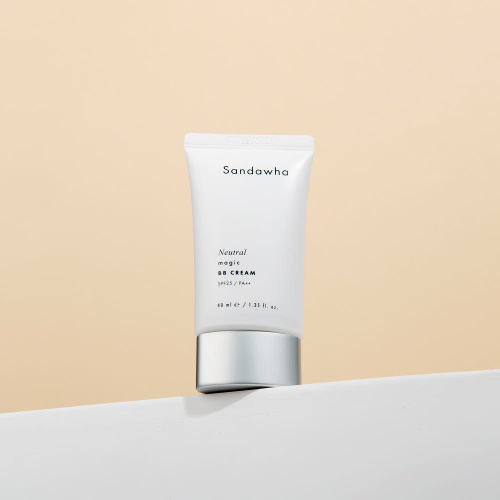 SANDAWHA Neutral Magic BB Cream SPF25 PA++ 40ml, tube crème nude sur fond clair beige, produit marque Sandawha