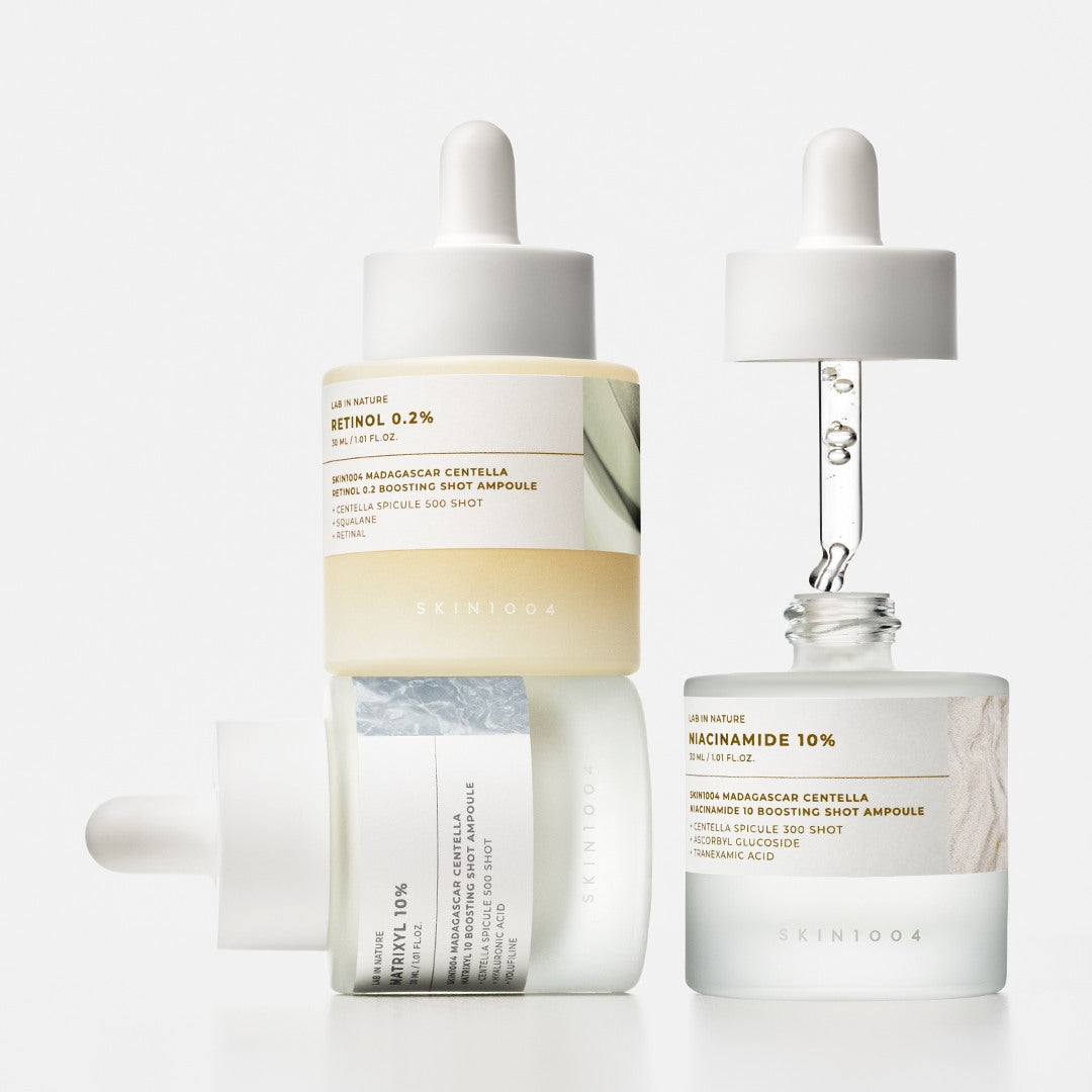 Kit de sérums SKIN1004 Madagascar Centella Boosting Ampoule pour soin de la peau avec rétinol et niacinamide en flacons compte-gouttes