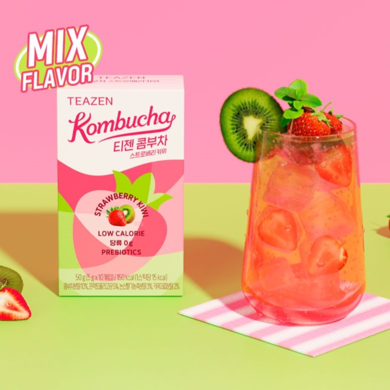 TEAZEN Kombucha Strawberry Kiwi 10 Sticks disponible sur Ma petite Coree, ton Eshop 100% K-beauty en direct de Seoul