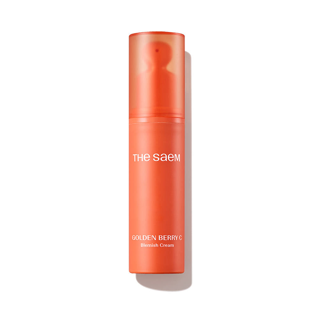 THE SAEM Golden Berry C Blemish Cream 30ml de THE SAEM, flacon orange sur fond blanc, crème anti- imperfections.