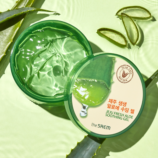 THE SAEM Jeju Fresh Aloe Soothing Gel 99 300ml disponible sur Ma petite Coree, ton Eshop 100% K-beauty en direct de Seoul
