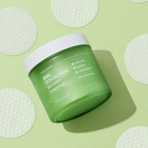 WELLAGE Real Cica Calming Big Embo Toner Pad 70p 160ml disponible sur Ma petite Coree, ton Eshop 100% K-beauty en direct de Seoul