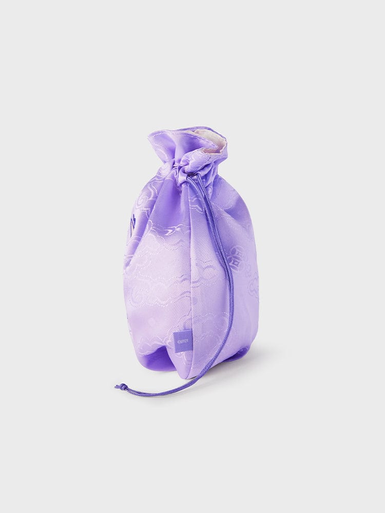 BT21 COOKY BABY GOOD LUCK POUCH K-EDITION ver.2 : pochette bébé violette avec lien, design COOKY, LINE FRIENDS
