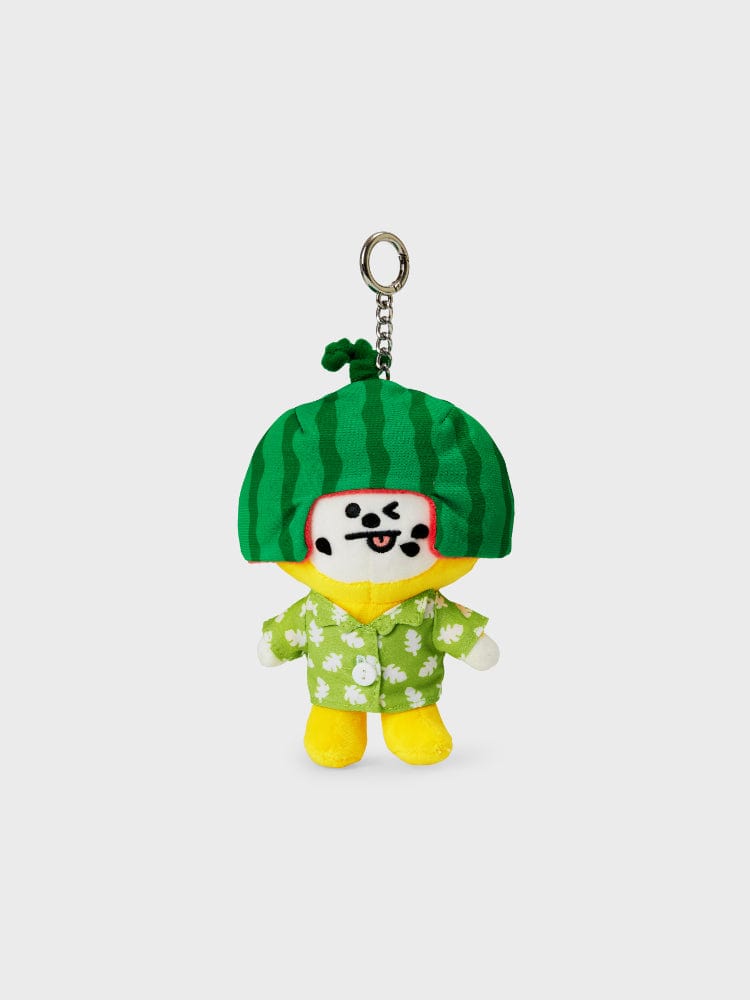 BT21 CHIMMY SUMMER LANE BODY BAG CHARM, porte-clés officiel LINE FRIENDS : charm CHIMMY en tenue d’été, fond clair.