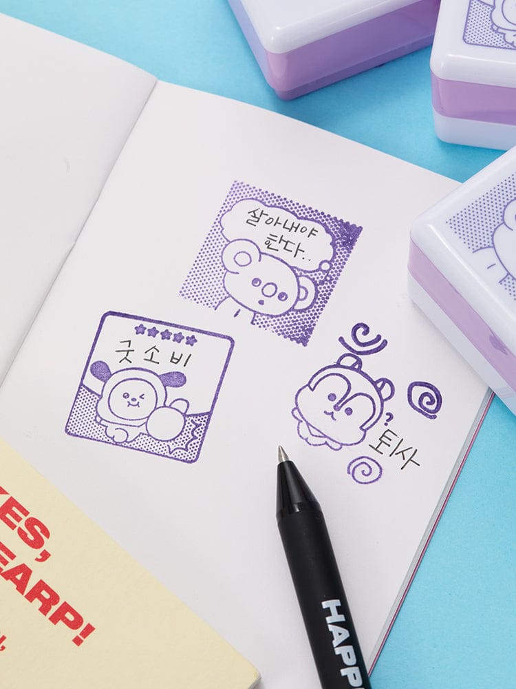 BT21 RANDOM SPEECH BUBBLE STAMP TODAY'S FACE (1P) LINE FRIENDS : tampons BT21 sur carnet avec feutre, bureau/école, bulles de parole
