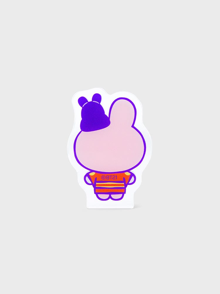 BT21 COOKY BABY MINI ACRYLIC STAND K-EDITION ver.2 : mini présentoir acrylique COOKY lapin musclé, fond clair, LINE FRIENDS