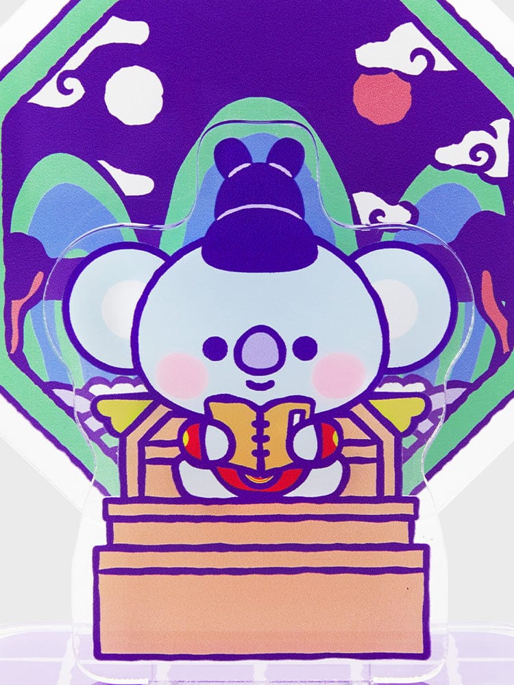 BT21 KOYA BABY ACRYLIC STAND K-EDITION ver.2 : présentoir acrylique KOYA en violet, décoré, style papeterie LINE FRIENDS