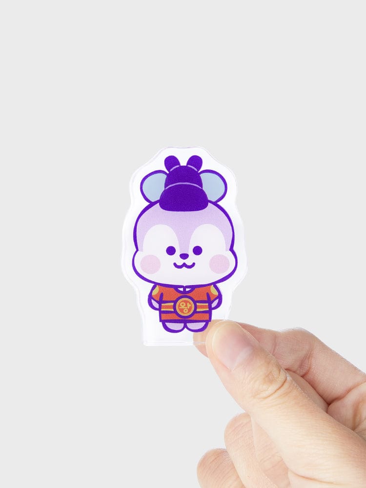 BT21 MANG BABY MINI ACRYLIC STAND K-EDITION ver.2 LINE FRIENDS, mini figurine transparente tenue à la main, style papeterie