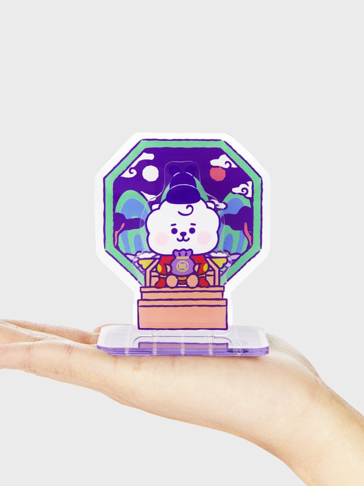 BT21 RJ BABY ACRYLIC STAND K-EDITION ver.2, support acrylique officiel LINE FRIENDS avec RJ mignon, en main