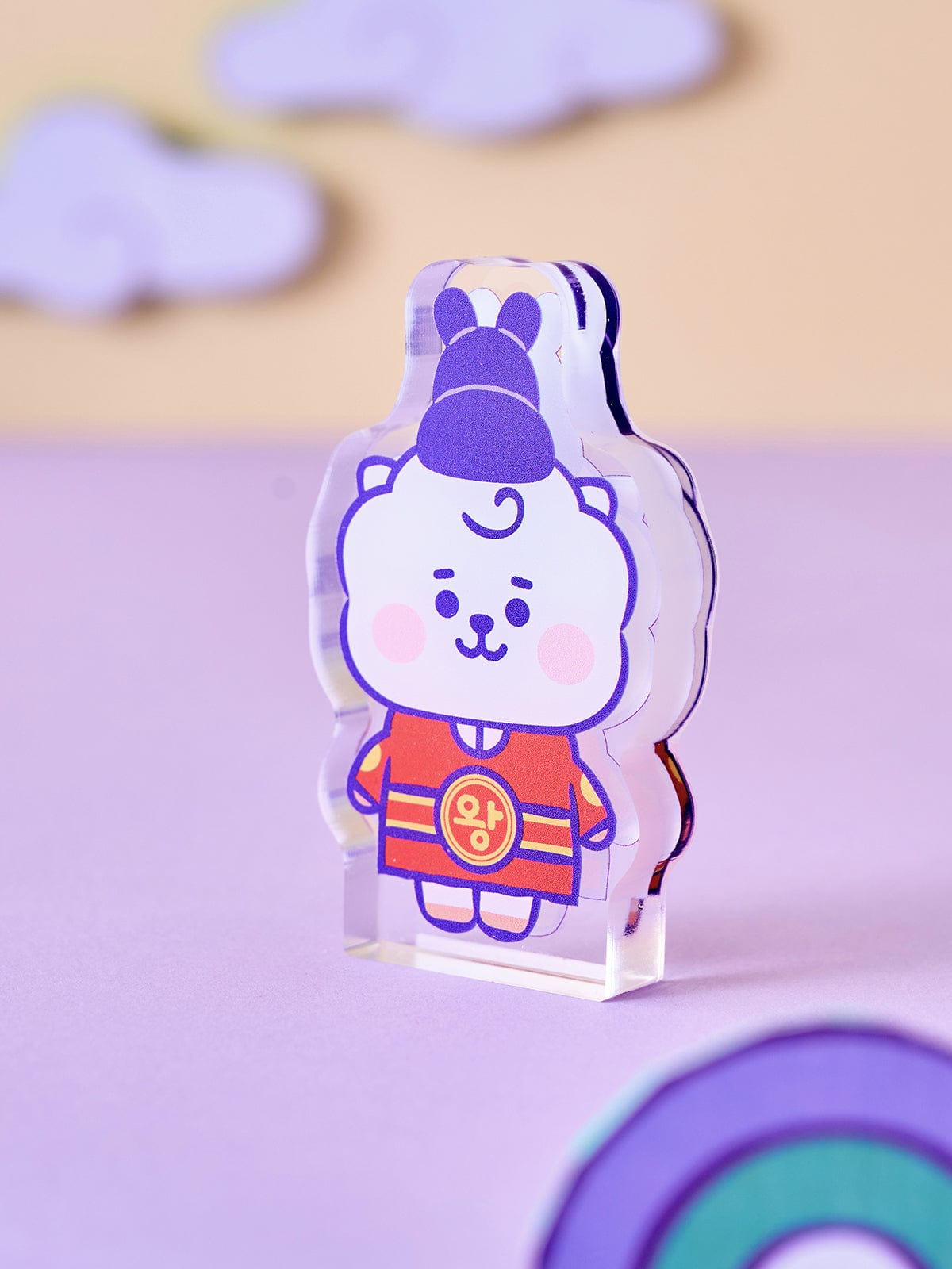 BT21 RJ BABY MINI ACRYLIC STAND K-EDITION ver.2, porte-carte acrylique officiel LINE FRIENDS, RJ alpaga sur bureau