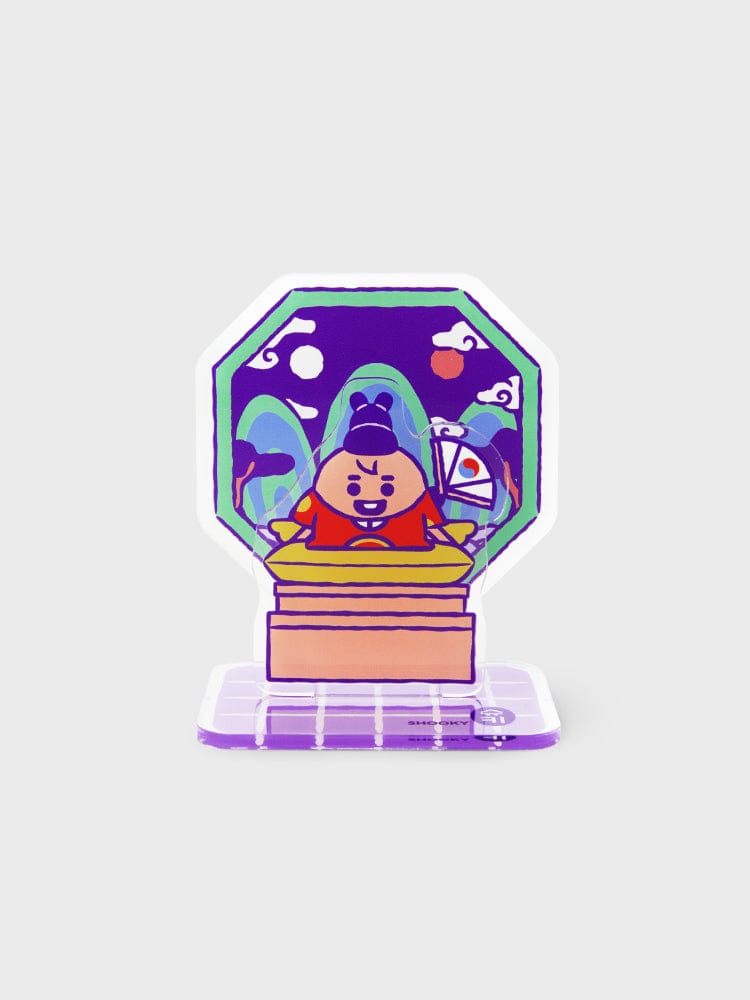 BT21 SHOOKY BABY ACRYLIC STAND K-EDITION ver.2 : support acrylique officiel LINE FRIENDS avec Shooky, décor jeu en arrière-plan.