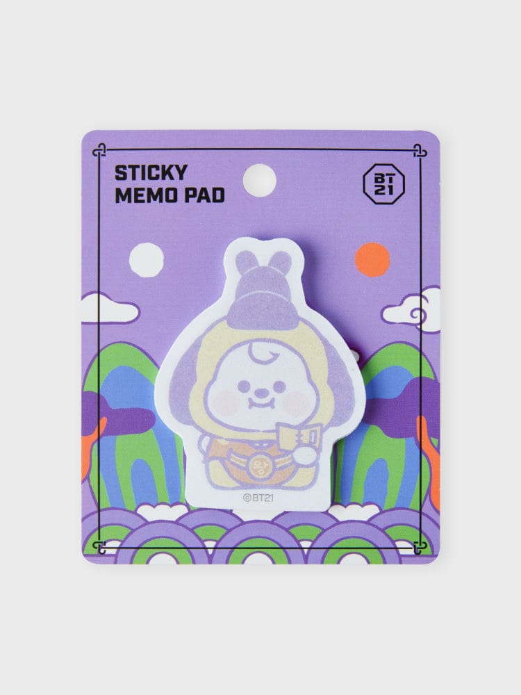 BT21 CHIMMY BABY MEMO NOTEPADS K-EDITION ver.2, bloc mémo autocollant violet avec CHIMMY, papeterie LINE FRIENDS officielle.