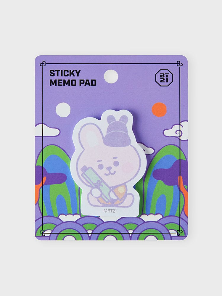 BT21 COOKY BABY MEMO NOTEPADS K-EDITION ver.2, bloc mémo autocollant violet LINE FRIENDS avec COOKY mignon, design école/bureau