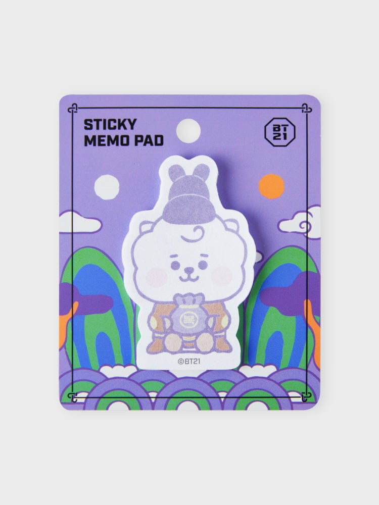 BT21 RJ BABY MEMO NOTEPADS K-EDITION ver.2 : mémo pad officiel LINE FRIENDS, RJ alpaga, stickers sur fond violet.