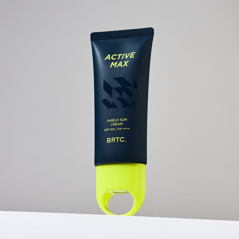 Crème solaire BRTC Homme Active Max Sheild Sunscreen 50ml, haute protection SPF 50, design moderne pour les hommes actifs.