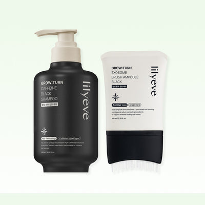 LILYEVE Growturn Black Brush Ampoule & Caffeine Black Shampoo Set