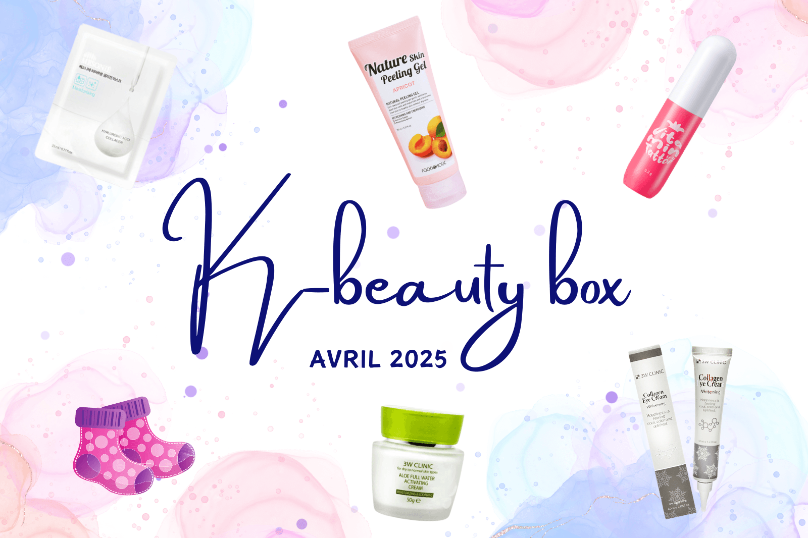 K-Beauty Box d'Avril 2025 🌱 visuels des produits beauté Ma Petite Corée, coffret avril 2025 k-beauty