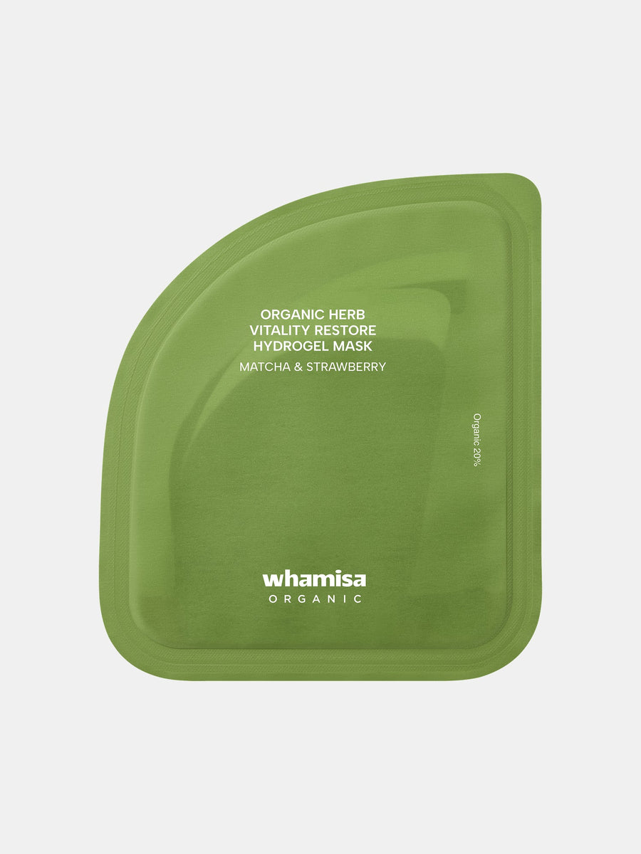 WHAMISA Organic Herb Vitality Restore Hydrogel Mask Matcha & Strawberry