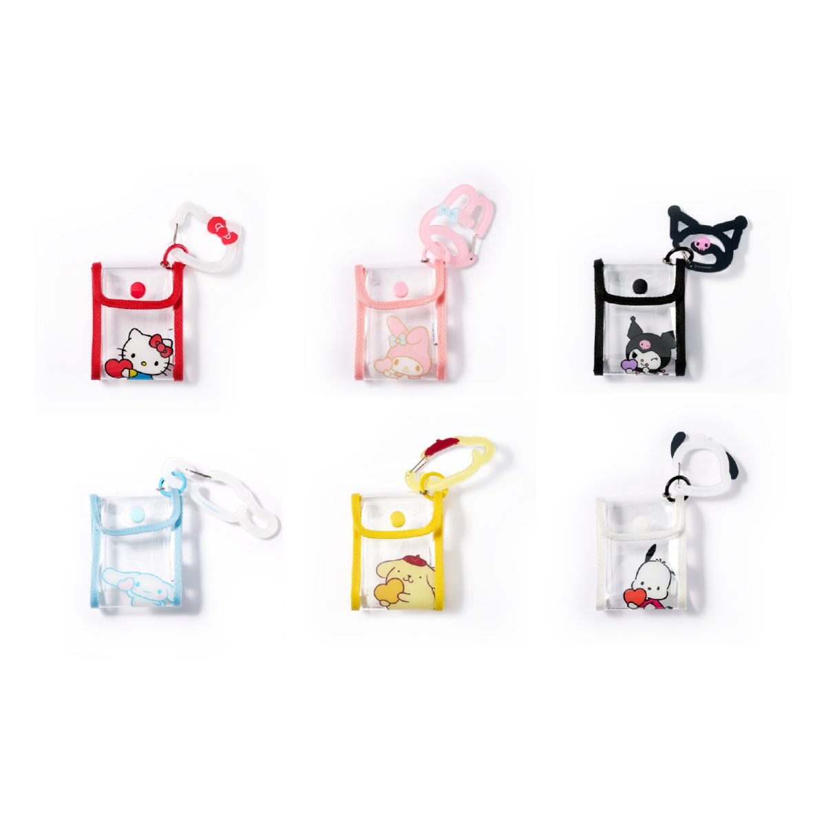 Sanrio Sanrio - Carabiner Clear Pouch - Hello Kitty, My Melody, Kuromi, Cinnamoroll, Po