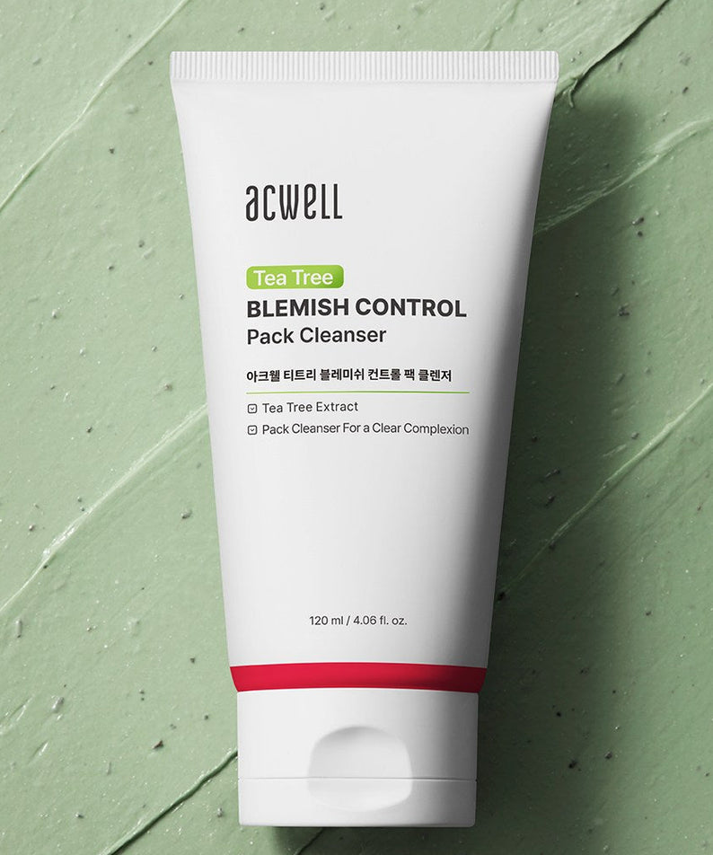 ACWELL Tea Tree Blemish Control Pack Cleanser 120ml sur fond vert