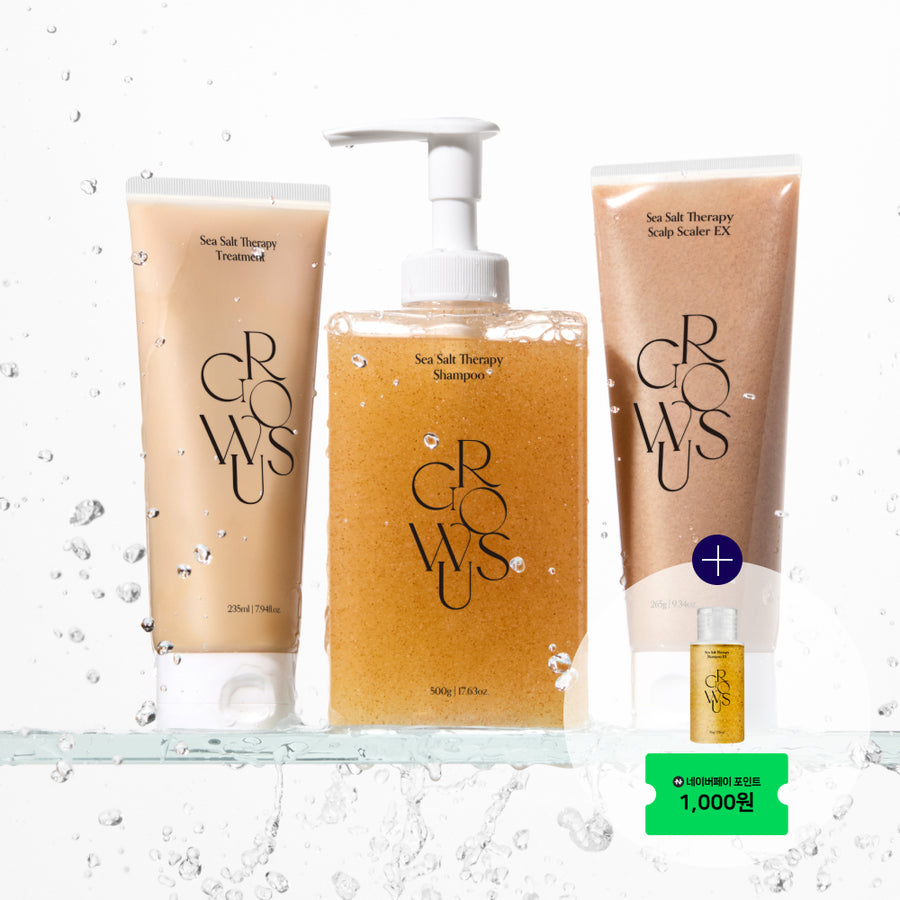 GROWUS Sea Salt Therapy Shampoo, Scalp Scaler & Treatment Set