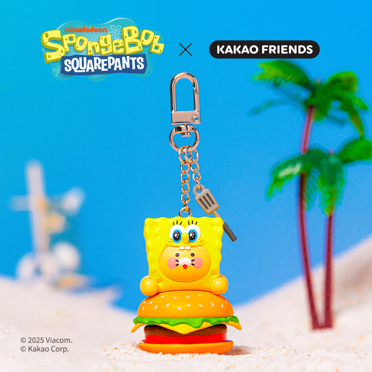KAKAO FRIENDS - SpongeBobXFriends Casquette Figurine Porte-cles SpongeBob Chunsik