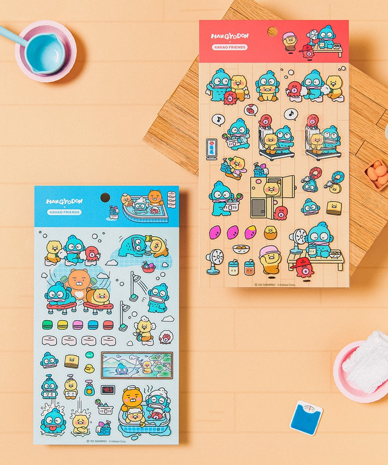 KAKAO FRIENDS - X Friends Transparent Autocollant Bleu Ryan&Chunsik