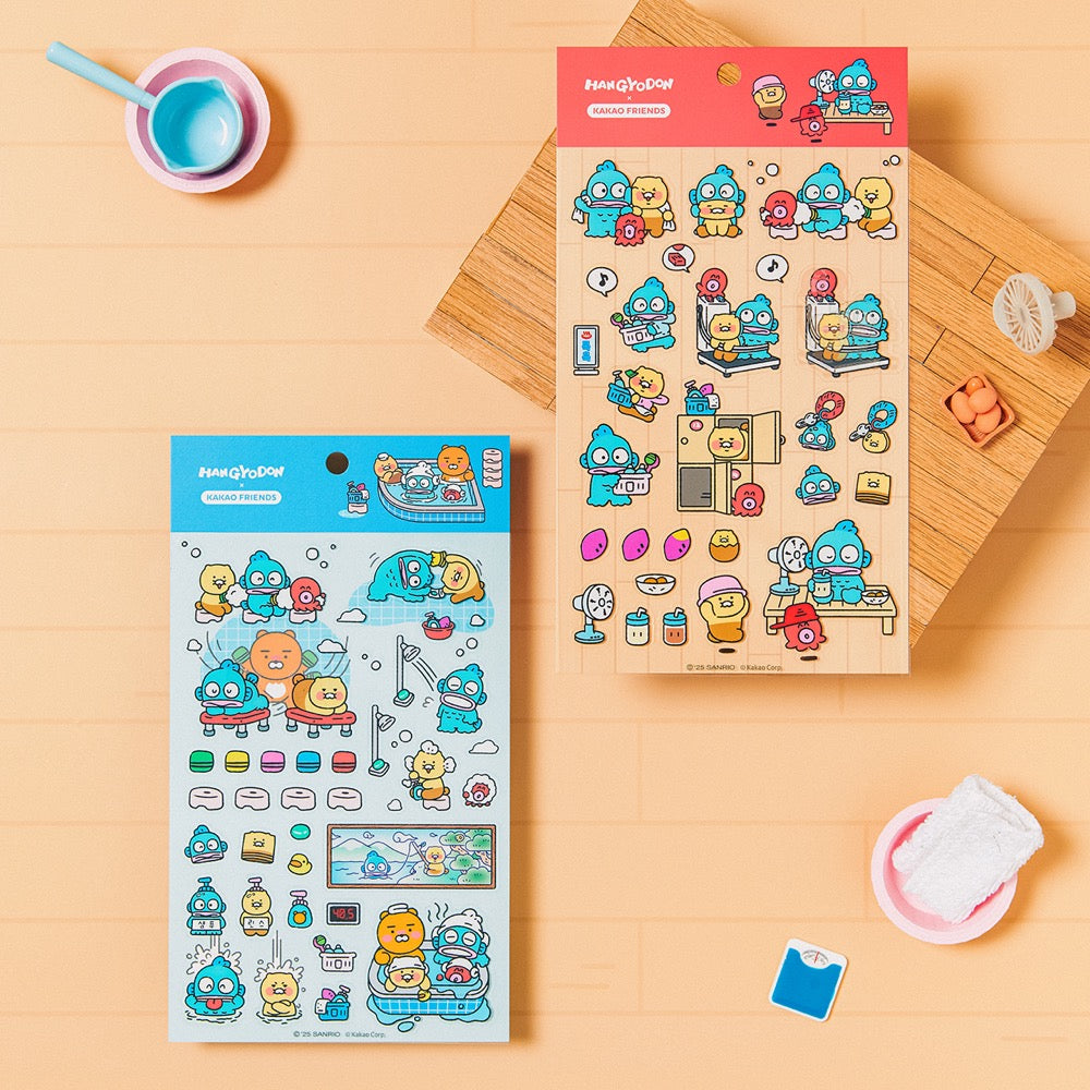 KAKAO FRIENDS - X Friends Transparent Autocollant Bleu Ryan&Chunsik