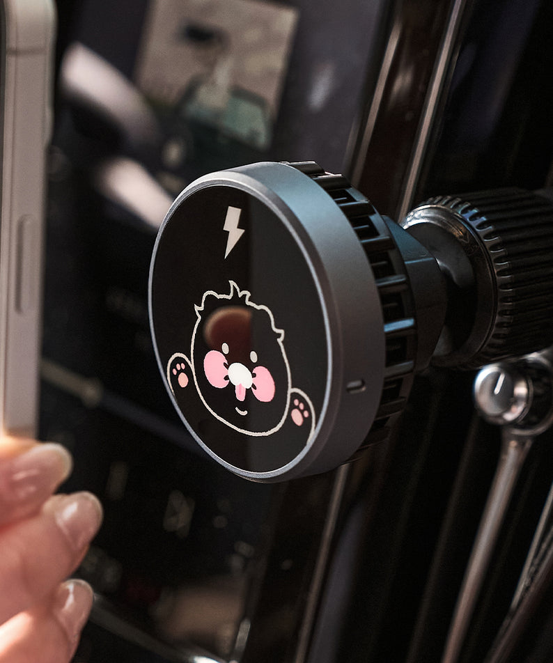 KAKAO FRIENDS - Noir Qi2 Voiture Chargeur Chunsik