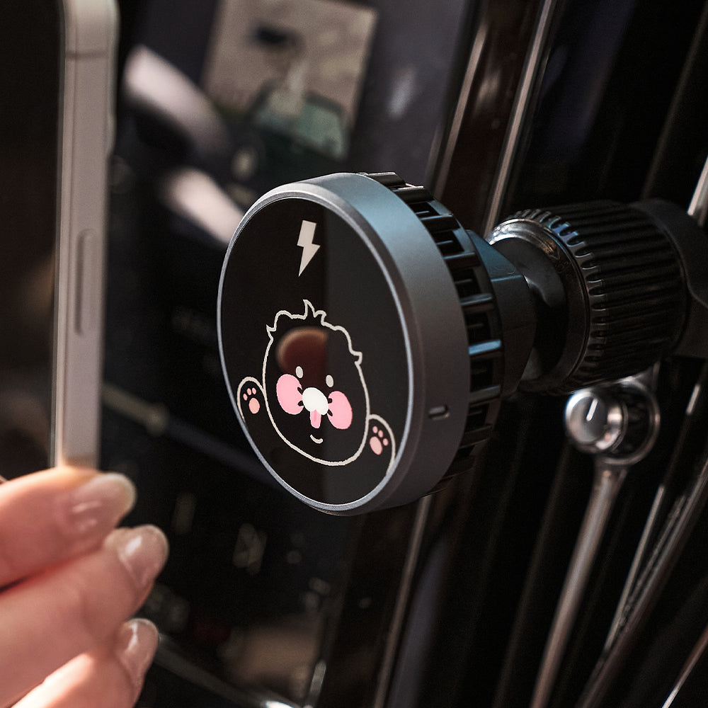 KAKAO FRIENDS - Noir Qi2 Voiture Chargeur Chunsik