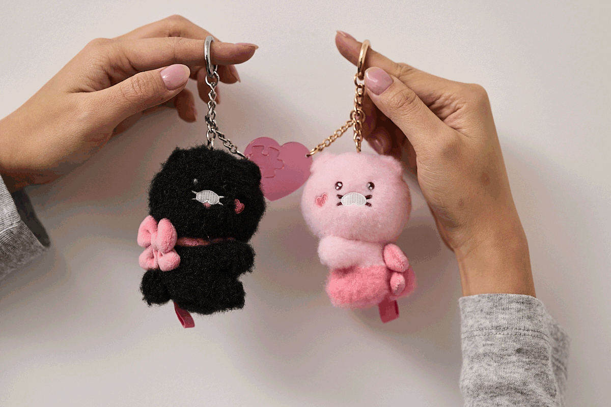 KAKAO FRIENDS - Noir Aimant Porte-cles Peluche Set Chunsik - Detail 5
