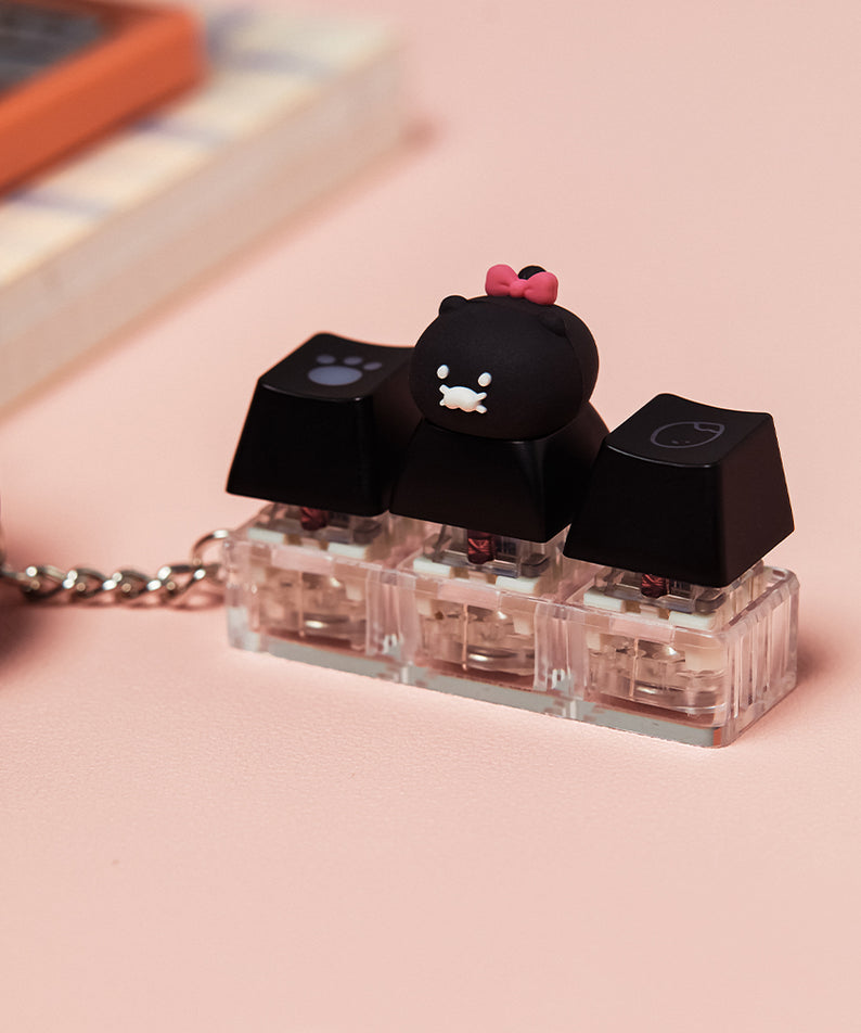 KAKAO FRIENDS - Noir LEDCasquette Figurine Porte-cles Chunsik
