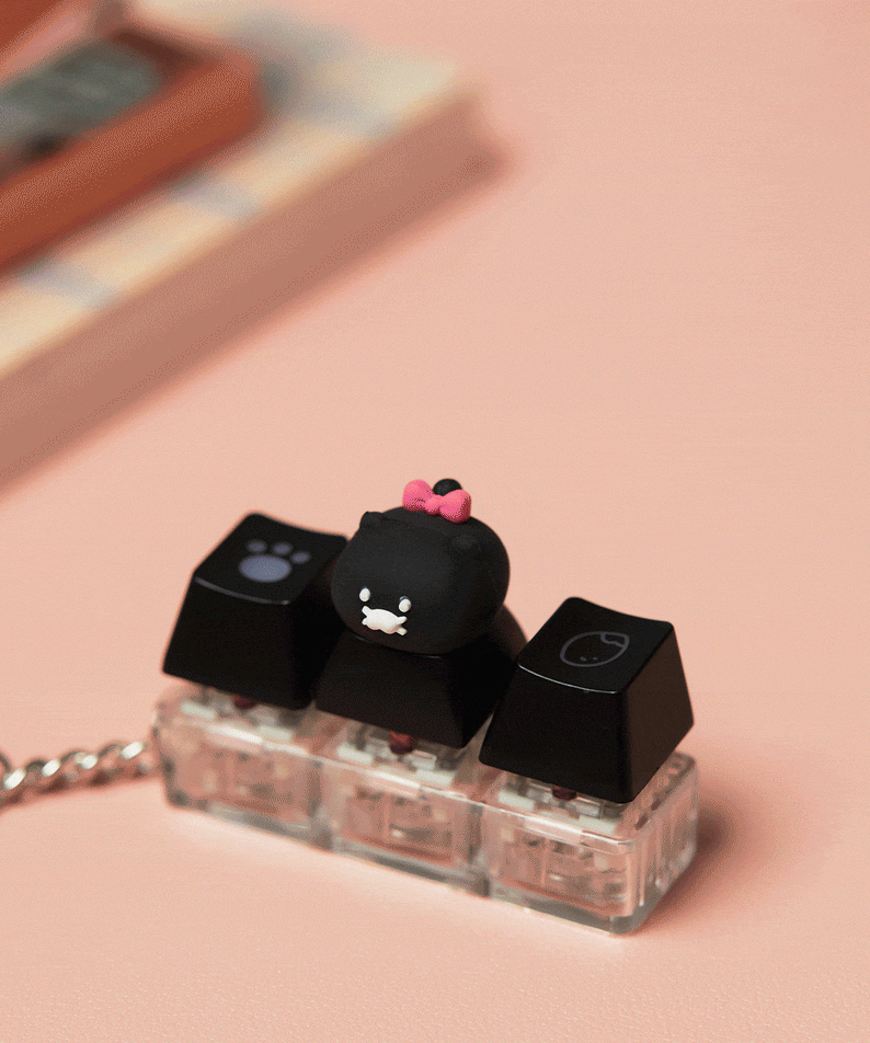 KAKAO FRIENDS - Noir LEDCasquette Figurine Porte-cles Chunsik - Detail 4