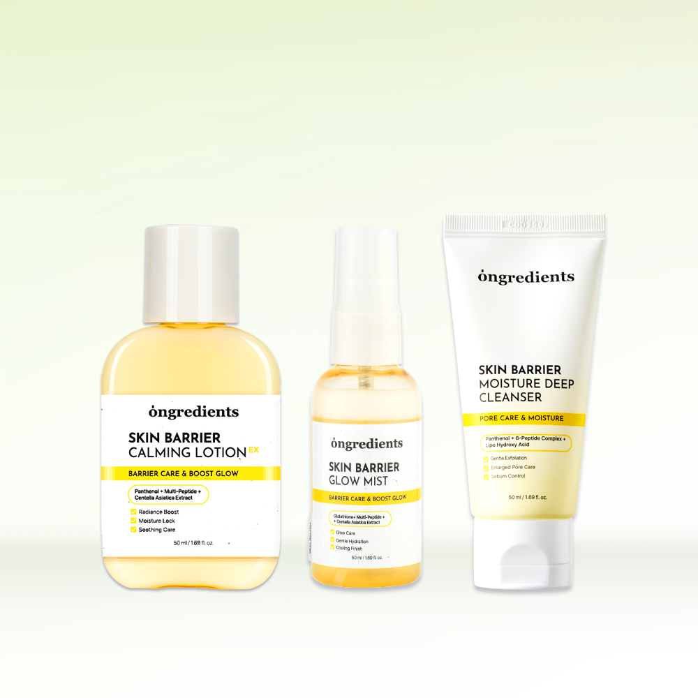 ONGREDIENTS Calming Lotion EX, Glow Mist & Moisture Deep Cleanser Mini Trio Set - coffret soin coréen