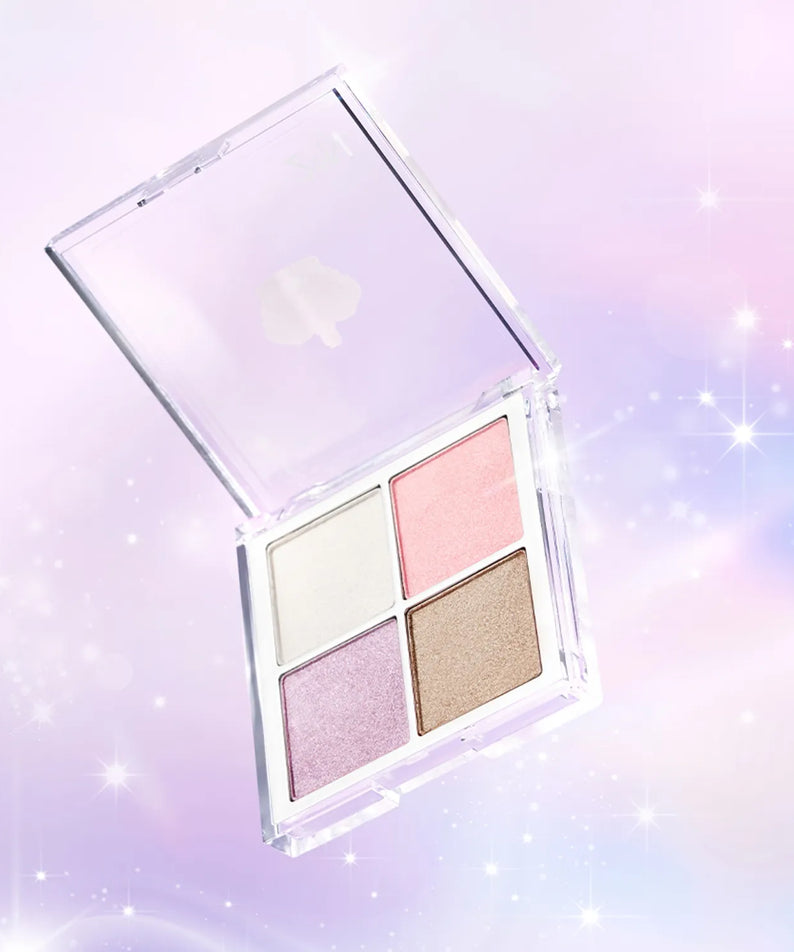 2AN  Jelly Glow Highlighter Palette 10.8g : palette de highlighter jelly, gros plan, fond pastel pailleté, marque 2AN