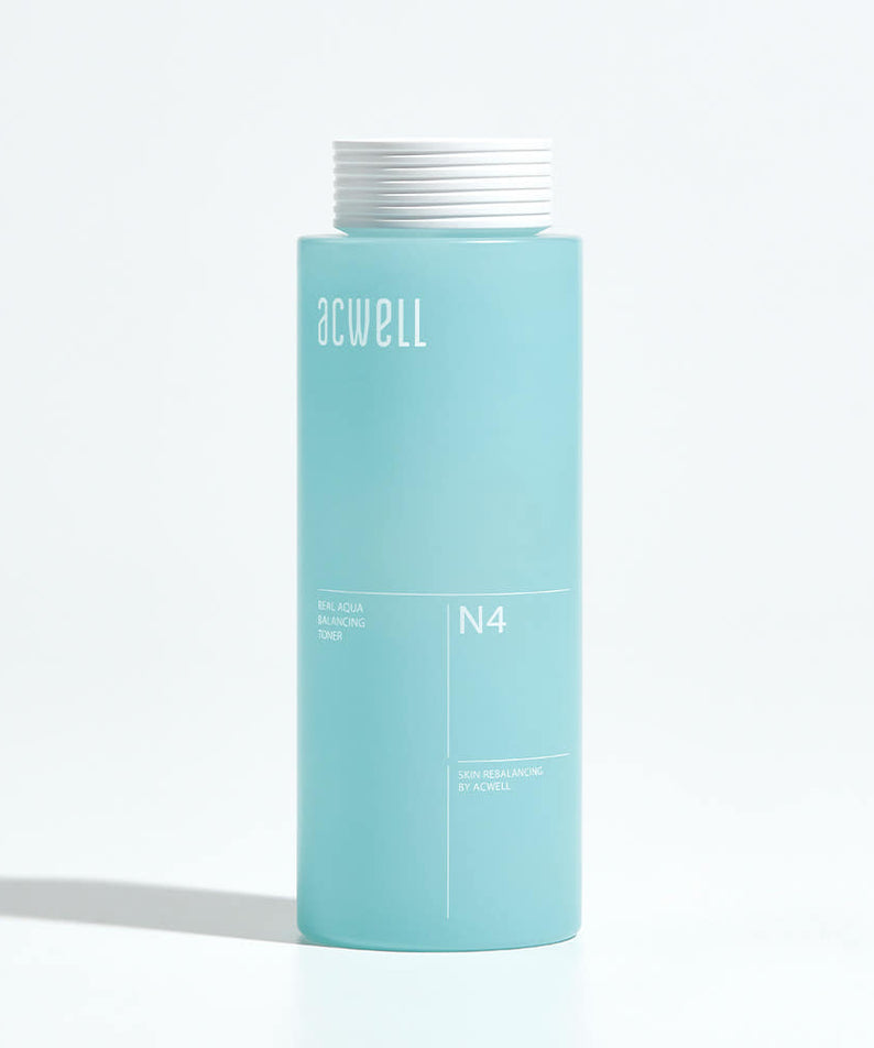 ACWELL Real Aqua Balancing Toner 160ml de la marque ACWELL, flacon bleu en studio fond clair