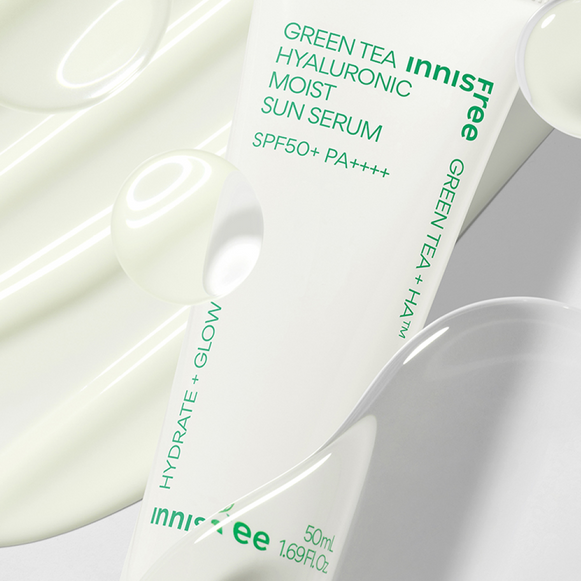 INNISFREE Green Tea Hyaluronic Moist Sun Serum SPF50 PA++++ 50ml en stock sur Ma Petite Corée