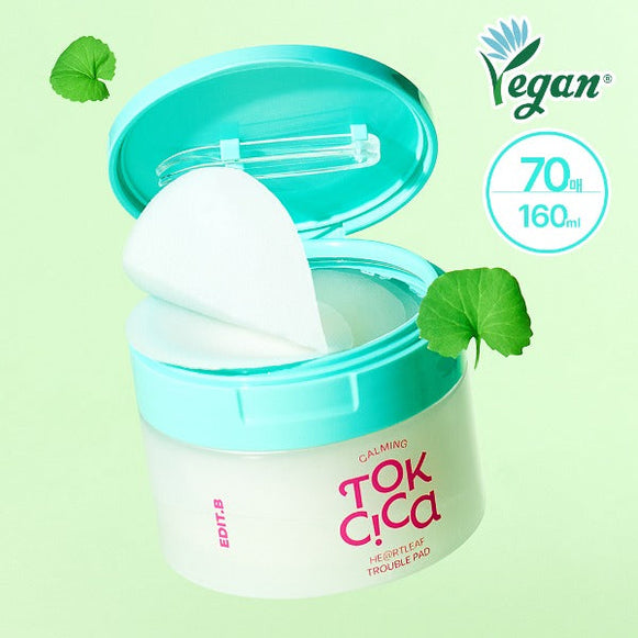 EDIT.B Calming Tok Cica Heartleaf Trouble Pad 70p 160ml en stock sur Ma Petite Corée