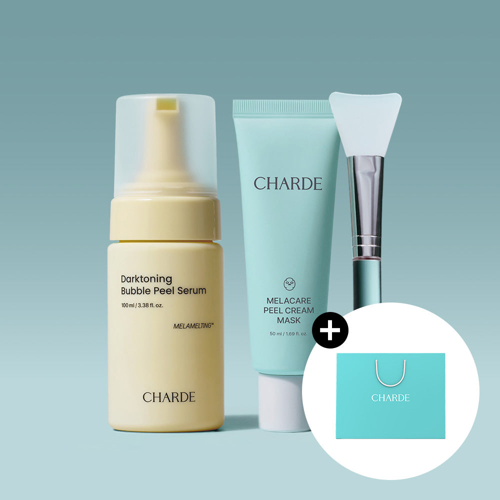 CHARDE Darktoning Bubble Peel Serum & Melacare Peel Cream Mask & Brush Set - coffret soin visage coréen