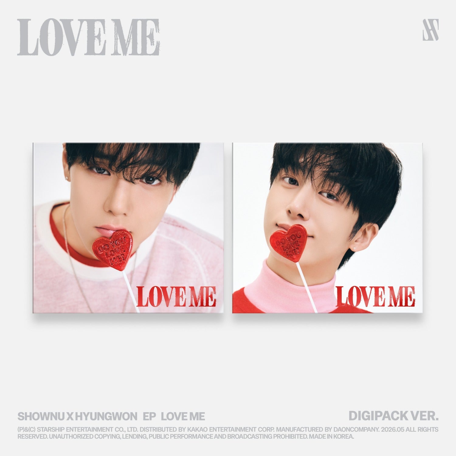 SHOWNU X HYUNGWON - EP [LOVE ME] (DIGIPACK VER.) (SHOWNU VER. / HYUNGWON VER.) (Limited) (Set of 2) - Album Kpop Ma Petite Corée