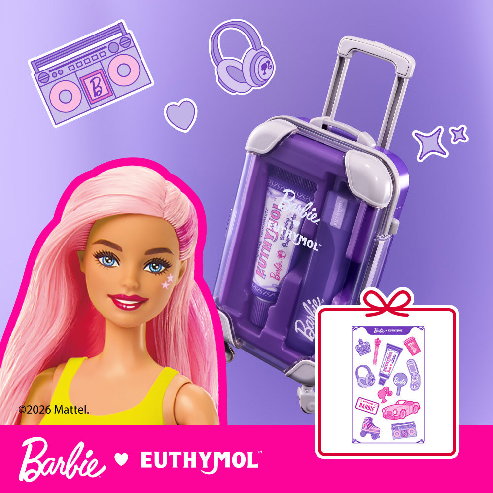 EUTHYMOL Barbie Purple Corrector Travel Kit - coffret soin bucco-dentaire coréen