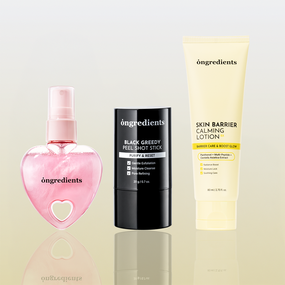 ONGREDIENTS Very Berry TXA Toning Mist, Black Greedy Peel Shot Stick & Calming Lotion EX Trio Set - coffret soin coréen