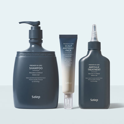 SOLEP Premier Hi-Gro Shampoo, Scalp Ampoule Pack & Ampoule Treatment 3-Piece Set